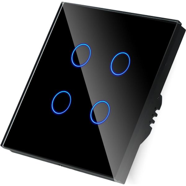 Interruttore A Sfioramento Wlan Quadruplo Solo Live Line Nero__-image