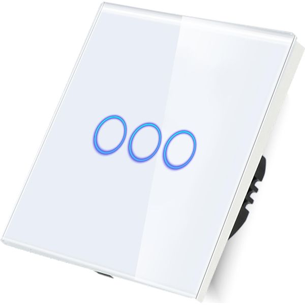 Interruttore A Sfioramento Wlan Triplo, Bianco, Solo Live Line__-image