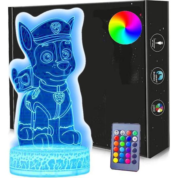 Luce Notturna A Led 3D Chase Paw Patrol Usb / Batterie + Telecomando Rgb-image
