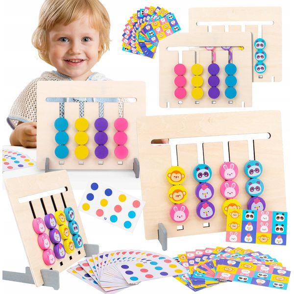 Gioco Educativo Montessori Set Blocchi Animali Abbinamento Colori-image