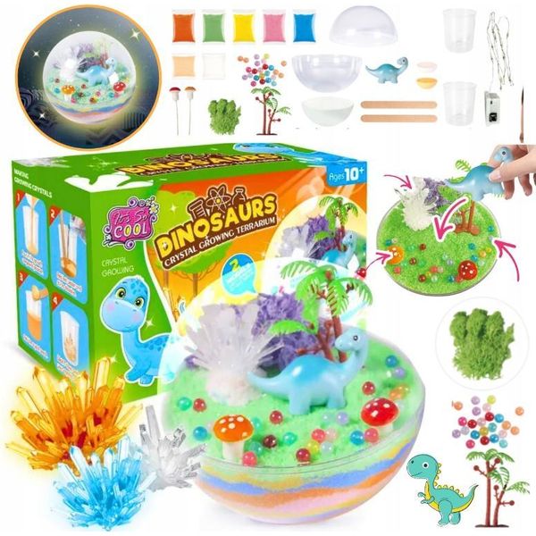 Led Crystal Growing Kit Educativo Creativo Acquario Dinosauro Chimico-image