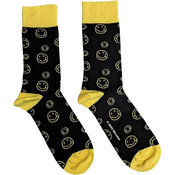 Nirvana - Calzini Alla Caviglia "Happy Face"" Per Uomo/Donna Unisex RO14673 (37 Eu - 40,5 Eu) (Nero)"-image