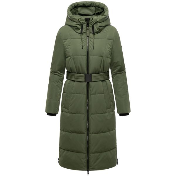Steppmantel Navahoo "Herbstnebel 14", Damen, Gr. L (40), GrüN (Helloliv), Obermaterial: 100% Polyester. Innenfutter: 100% Polyester. Wattierung: 100% Polyester. ÄRmelfutter: 100% Polyester, Figurumspielend Ca. Mitte Oberschenkel, Hoch Geschlossener Ausschnitt, Eng RippstrickbüNdchen, MäNtel Steppmantel, Langer Damen Wintermantel Mit TaillengüRtel-image