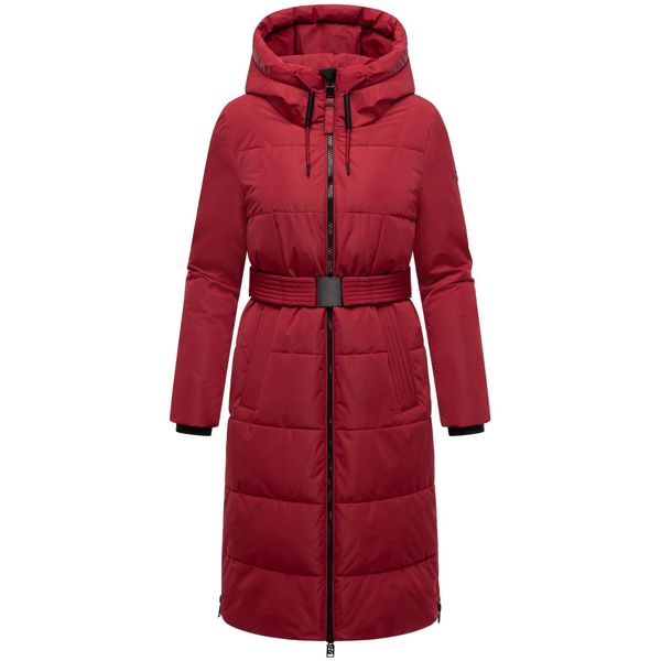 Steppmantel Navahoo "Herbstnebel 14", Damen, Gr. L (40), Rot (Dunkelrot), Obermaterial: 100% Polyester. Innenfutter: 100% Polyester. Wattierung: 100% Polyester. ÄRmelfutter: 100% Polyester, Figurumspielend Ca. Mitte Oberschenkel, Hoch Geschlossener Ausschnitt, Eng RippstrickbüNdchen, MäNtel Steppmantel, Langer Damen Wintermantel Mit TaillengüRtel-image
