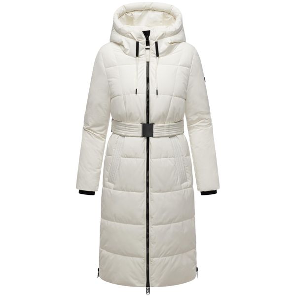 Steppmantel Navahoo "Herbstnebel 14", Damen, Gr. M (38), Weiß, Obermaterial: 100% Polyester. Innenfutter: 100% Polyester. Wattierung: 100% Polyester. ÄRmelfutter: 100% Polyester, Figurumspielend Ca. Mitte Oberschenkel, Hoch Geschlossener Ausschnitt, Eng RippstrickbüNdchen, MäNtel Steppmantel, Langer Damen Wintermantel Mit TaillengüRtel-image