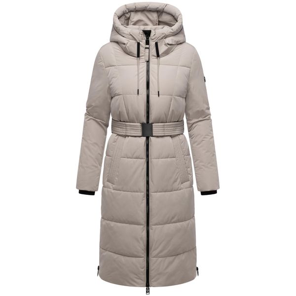 Steppmantel Navahoo "Herbstnebel 14", Damen, Gr. Xl (42), Grau (Hellgrau), Obermaterial: 100% Polyester. Innenfutter: 100% Polyester. Wattierung: 100% Polyester. ÄRmelfutter: 100% Polyester, Figurumspielend Ca. Mitte Oberschenkel, Hoch Geschlossener Ausschnitt, Eng RippstrickbüNdchen, MäNtel Steppmantel, Langer Damen Wintermantel Mit TaillengüRtel-image