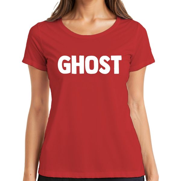 Ghost Halloween Ghost Spooky Retro Minimalist Cartoon Ladies T-Shirt, Rosso, L-image