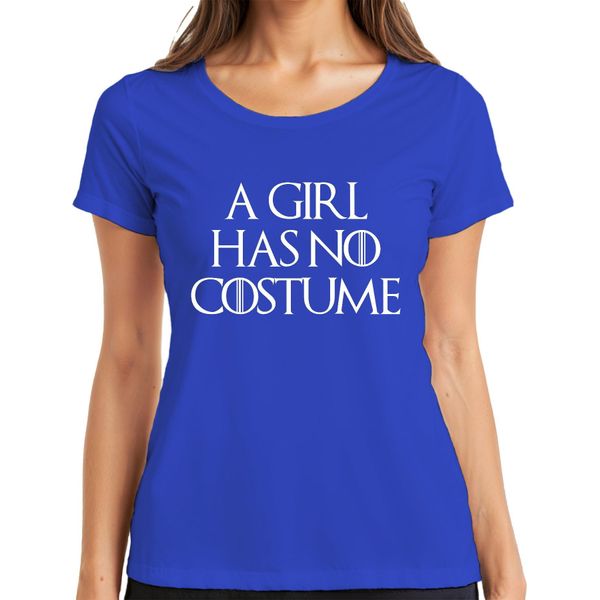 A Girl Has No Costume Halloween Saying Fantasy Parody Girls Ladies T-Shirt, Blu, M-image