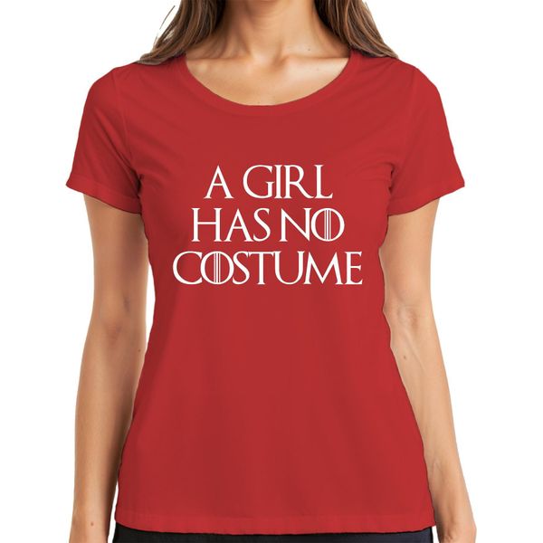 A Girl Has No Costume Halloween Saying Fantasy Parody Girls Ladies T-Shirt, Rosso, Xxl-image