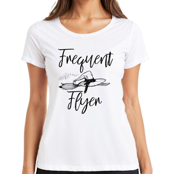 Maglietta Da Donna Frequent Flygen Witch Witch Hat Witch Broom Stardust Magical, Bianco, Xxl-image