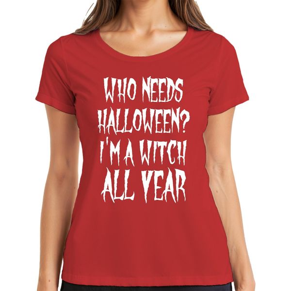 Chi Ha Bisogno Di Halloween Sono Una Strega Tutto L'anno Maglietta Da Donna Regalo Di Halloween, Rossa, Xl-image