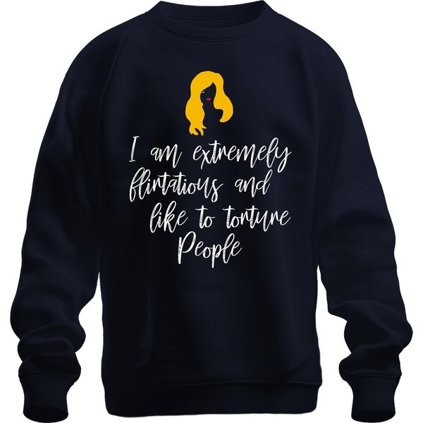 Sono Estremamente Civettuolo E Mi Piace Frech Sarkastisch Jga Unisex Felpa Pullover, Navy, M-image