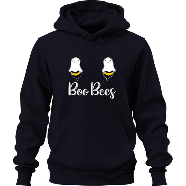Boo Bees Halloween Pun Funny Bees Ghosts Gift Unisex Felpa Con Cappuccio, Navy, 3XL-image