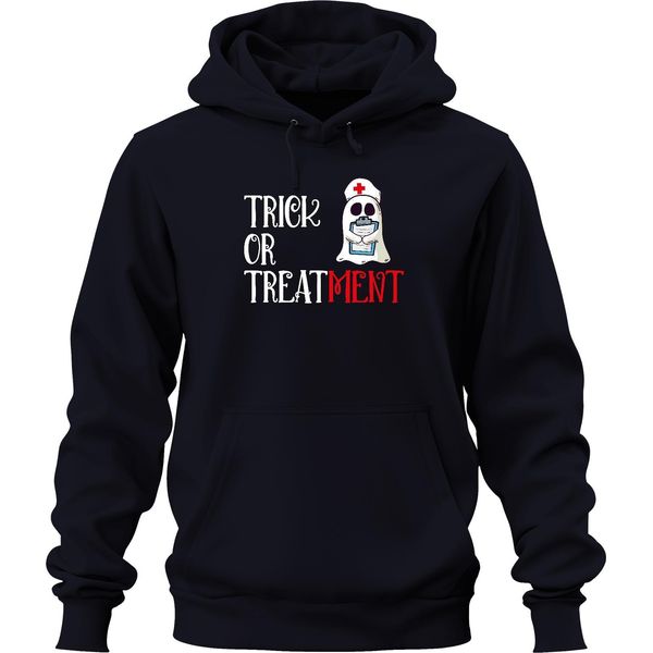 Infermiera Halloween Trick Or Treatment Regalo Infermieristico Felpa Con Cappuccio Unisex, Marina, Xxl-image