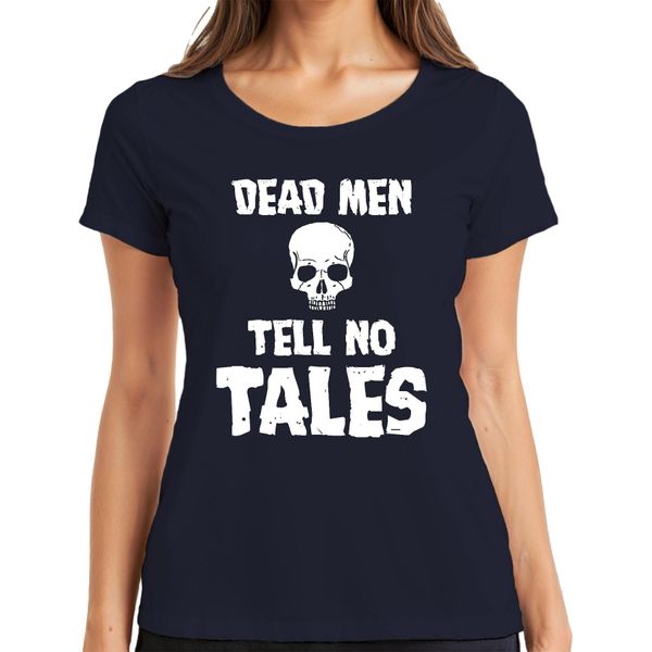 Dead Men Tell No Tales Pirate Skull Sailor Old Ladies T-Shirt, Navy, Xl-image