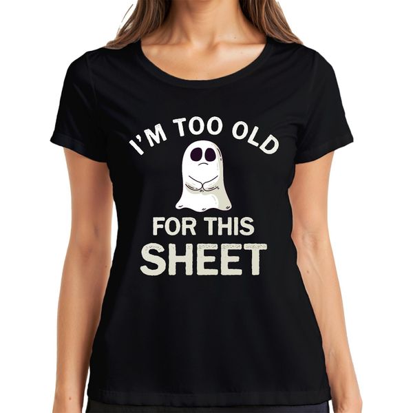 I'm Too Old For This Sheet Divertente Halloween Fantasma Dicendo Umorismo Signore T-Shirt, Nero, Xxl-image