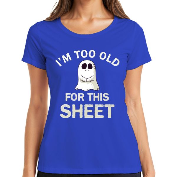 I'm Too Old For This Sheet Divertente Halloween Fantasma Dicendo Umorismo Signore T-Shirt, Blu, L-image