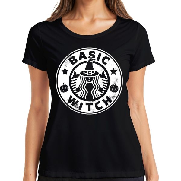 Basic Witch Strega Di Halloween Zucca Regalo Donna Divertente Maglietta Cool Donna, Nero, 3XL-image