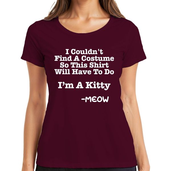 Non Ho Trovato Un Costume, Sono Un Gattino Per Halloween Katze Lustig Damen Maglietta, Borgogna, Xl-image