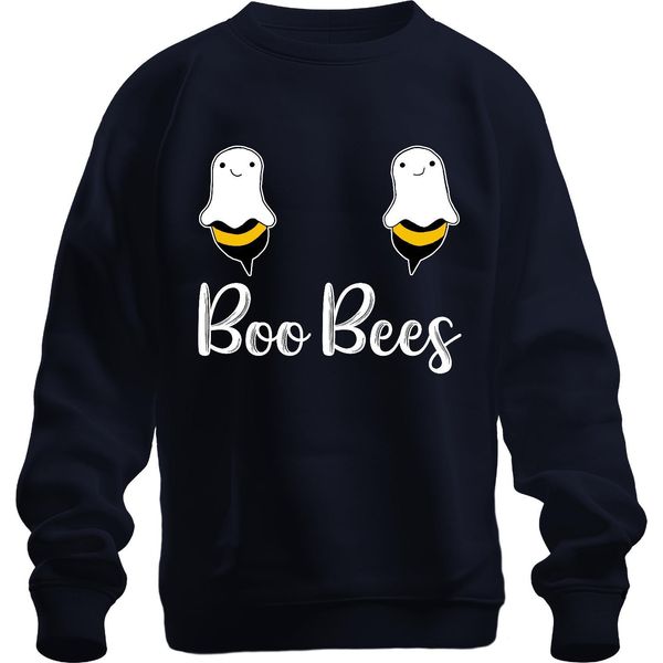 Boo Bees Halloween Pun Funny Bees Ghosts Gift Unisex Felpa Pullover, Navy, 3XL-image