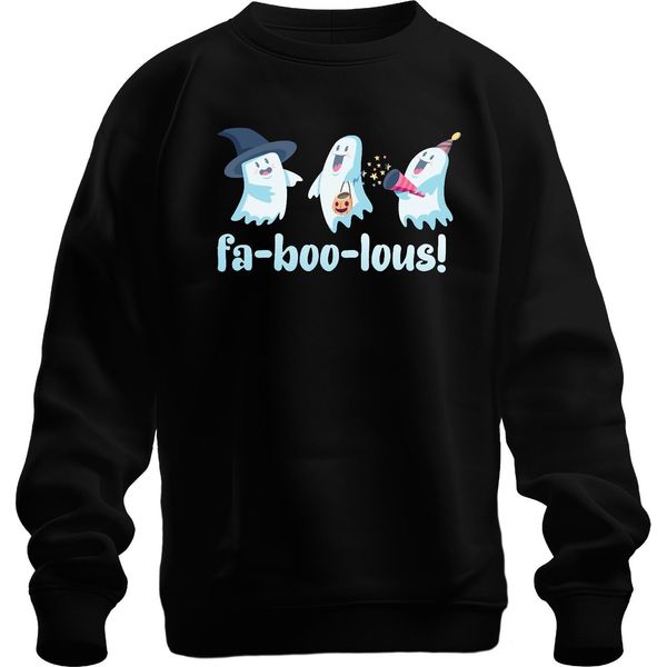 Fa-Boo-Lous! Simpatici Fantasmi Halloween Bambini Festa Costume Carino Unisex Felpa Maglione, Nero, Xl-image