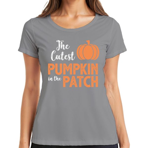 La Zucca Più Carina Del Giardino Di Halloween KüRbis Baby Kinder Damen T-Shirt, Grau, L-image