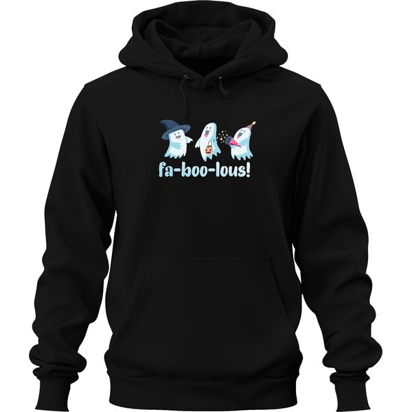 Fa-Boo-Lous! Simpatici Fantasmi Halloween Bambini Festa Costume Carino Unisex Felpa Con Cappuccio, Nero, 3XL-image