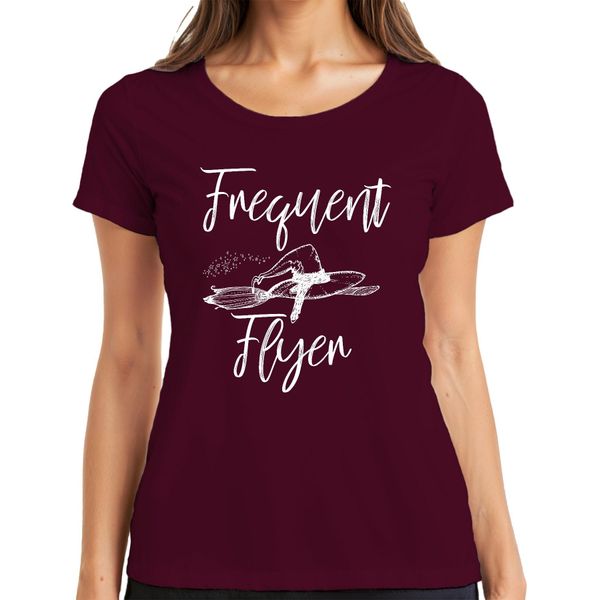 Maglietta Da Donna Frequent Flygen Witch Witch Hat Witch Broom Stardust Magical, Bordeaux, Xxl-image
