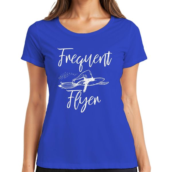 Maglietta Da Donna Frequent Flygen Witch Witch Hat Witch Broom Stardust Magical, Blu, L-image