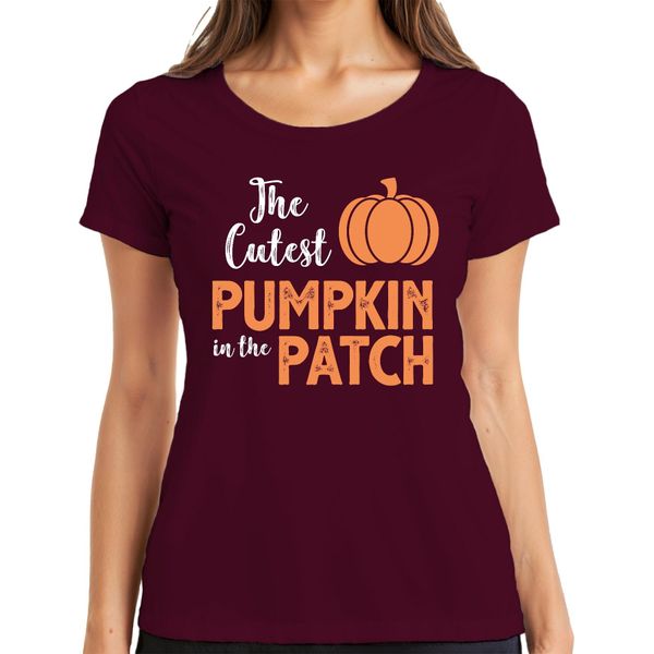 La Zucca Più Carina Del Giardino Di Halloween KüRbis Baby Kinder Damen T-Shirt, Borgogna, L-image