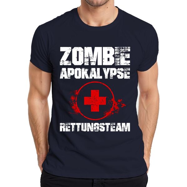 Maglietta Da Uomo Zombie Apocalypse Rescue Team Paramedic Emergency First Aid Blood, Navy, L-image