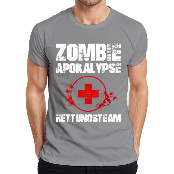 Maglietta Da Uomo Zombie Apocalypse Rescue Team Paramedic Emergency First Aid Blood, Grigio, Xxl-image