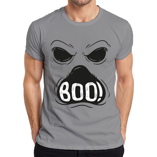 Boo! Halloween Faccia Spaventosa Fantasma Spettrale Maglietta Da Uomo Vintage Retrò, Grigio, S-image