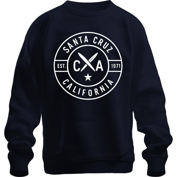 Santa Cruz California Surfbrett Surfen Surfer Vintage Strand 1971 Unisex Felpa Pullover, Navy, M-image