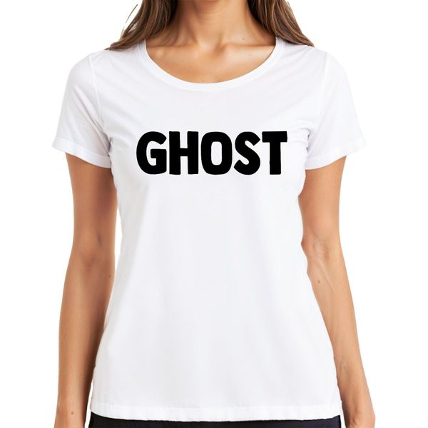Ghost Halloween Ghost Spooky Retro Minimalist Cartoon Ladies T-Shirt, Bianco, S-image