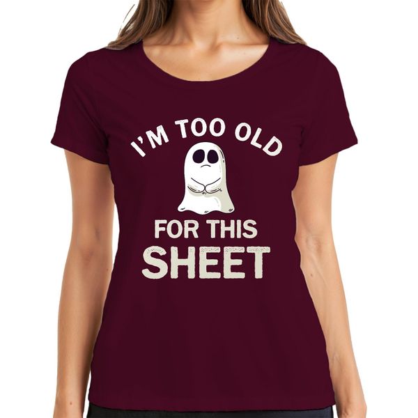 I'm Too Old For This Sheet Divertente Halloween Fantasma Dicendo Umorismo Signore T-Shirt, Borgogna, 3XL-image