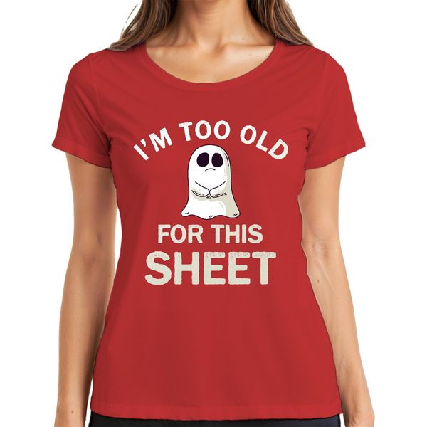 I'm Too Old For This Sheet Divertente Halloween Fantasma Dicendo Umorismo Signore T-Shirt, Rosso, M-image