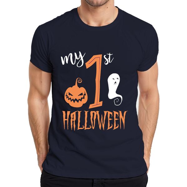 My 1St Halloween Baby First Year Pumpkin Ghost Sweet Pumpkin Face Maglietta Da Uomo, Navy, Xl-image