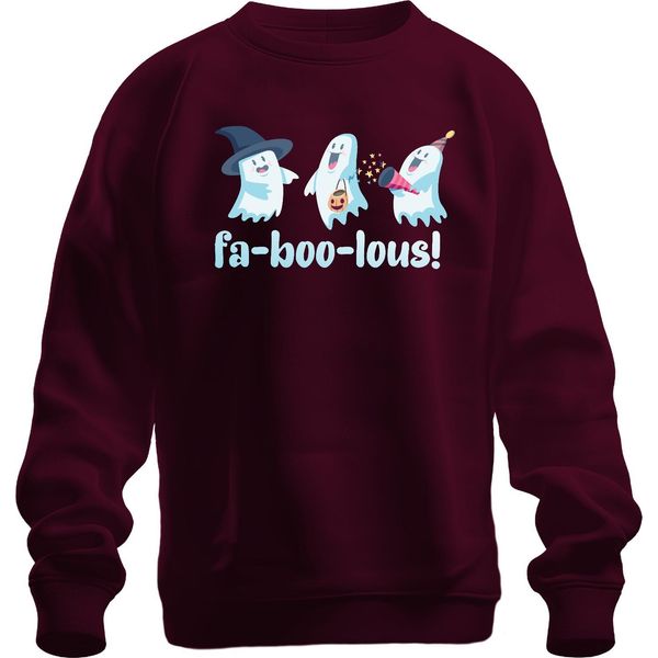 Fa-Boo-Lous! Simpatici Fantasmi Halloween Bambini Festa Costume Simpatico Unisex Felpa Maglione, Bordeaux, 3XL-image
