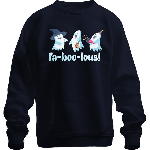 Fa-Boo-Lous! Simpatici Fantasmi Halloween Bambini Costume Festa Carino Unisex Felpa Maglione, Marina, L-image