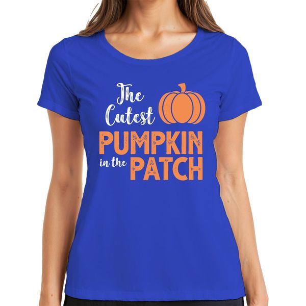 La Zucca Più Carina Del Giardino Di Halloween KüRbis Baby Kinder Damen T-Shirt, Blau, L-image