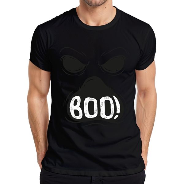 Boo! Halloween Faccia Spaventosa Fantasma Spettrale Retro Vintage T-Shirt Da Uomo, Nero, Xl-image