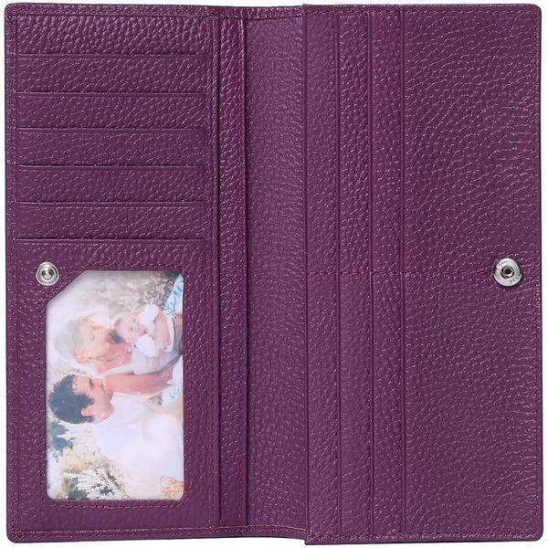 **Sendefn Portafoglio Sottile Da Donna In Vera Pelle Con Protezione Rfid, Pochette Compatta Da Donna, 11 Scomparti Per Carte, Tasca Per Monete Con Zip, Elegante-image