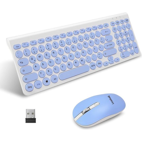 Set Di Tastiera E Mouse Wireless, Mouse E Tastiera Ergonomici, Tastiera E Mouse Wireless Per Pc, Layout Qwertz Tedesco, Tasti Silenziosi Di Tastiera E Mouse-image