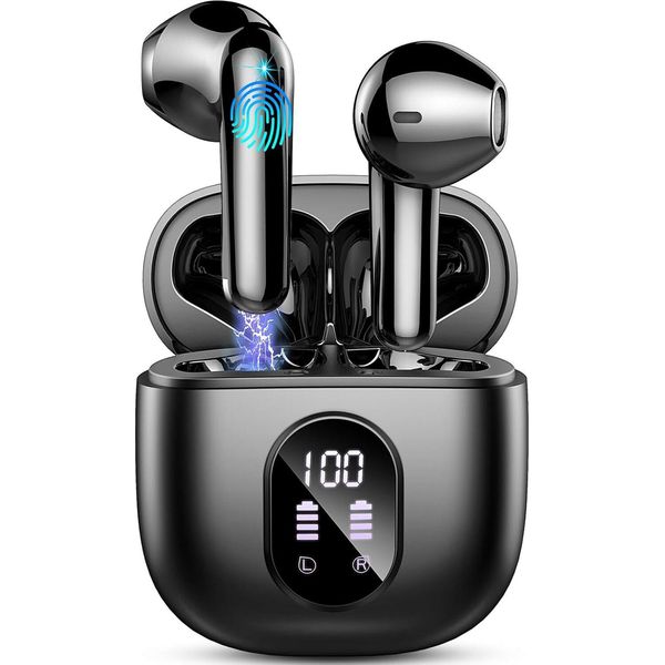 Bluetooth 5.3 Senza Fili Con 4 Microfoni, Cuffie 50H Enc Con Cancellazione Del Rumore, Auricolari Con Bassi Profondi IP7 Impermeabili Con Indicatore LED-2024-image