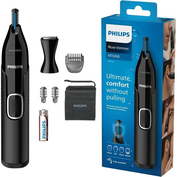 Rifinitore Di Peli Del Naso E Delle Orecchie Serie 5000 Per La Rifinitura Dei Peli Del Naso E Delle Orecchie E Delle Sopracciglia Senza Spiumatura (Con Pettine Per Barba E Rifinitore Di Precisione)-image