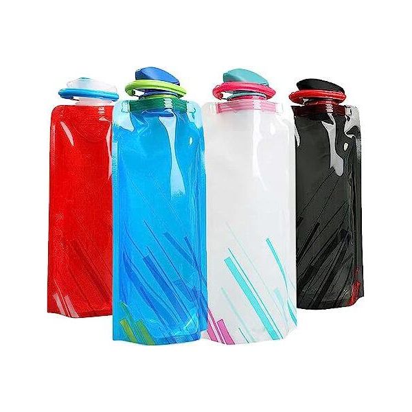 Borraccia Pieghevole Da 700 Ml, 4 Borracce, Riutilizzabile Per Festival, Escursioni, Avventura, Viaggi-image