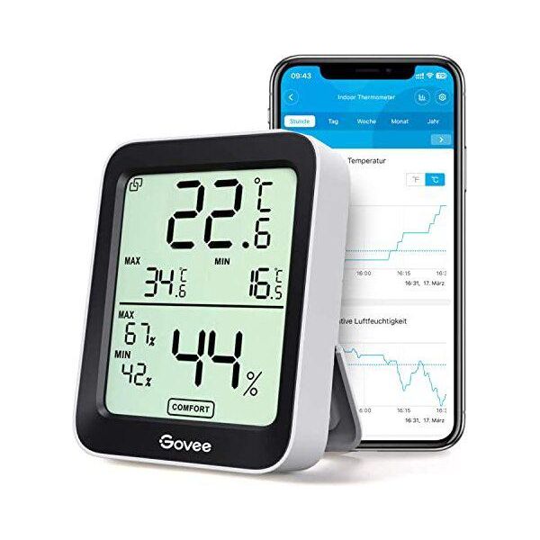 Igrometro Termometro Govee, Mini Termometro Digitale Lcd, Allarme Di Notifica Dell'igrometro, App Per La Temperatura Precisa, Archiviazione Dati Casa / Garage-image