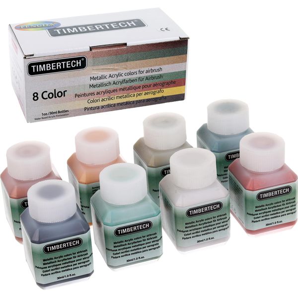 Vernici Acriliche Metallizzate Per Aerografo 8 Colori 8X30Ml Fengda Timbertech-image