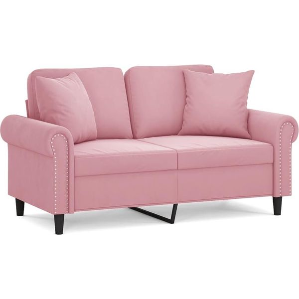 Vidaxl Divano A 2 Posti Con Cuscini Decorativi In Velluto Rosa 120 Cm-image